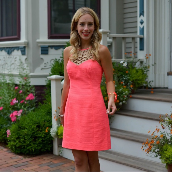Lilly Pulitzer Pink & Gold Halter Dress, N… - Picture 3 of 9